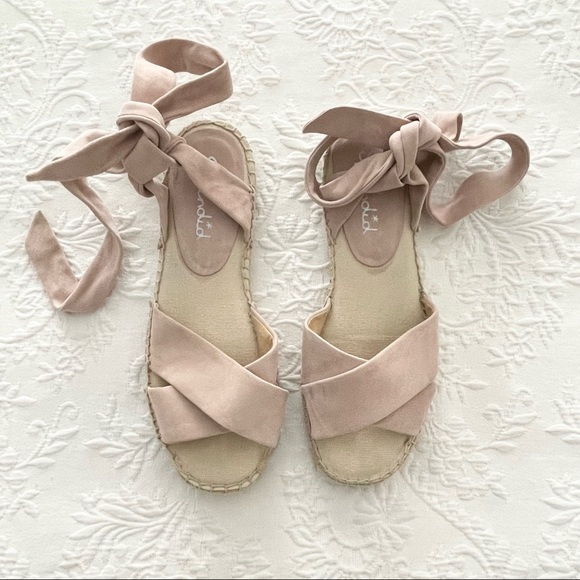 Lulus Splendid Tereza Blush Suede Leather Lace-Up Espadrille Sandals - Picture 3 of 11